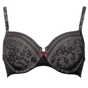 Anita Rosa Faia Lace Underwire Side Support Bra, Fleur in Black color